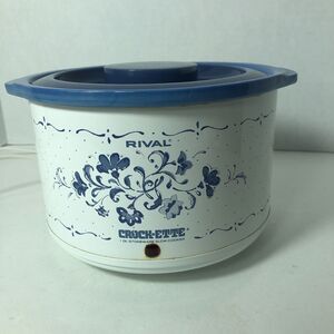 Rival Crock ette‎ Crock Pot Slow Cooker 1 Qt Blue Floral Stoneware Model 3205 C3